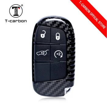 

T-carbon Carbon Fiber Car Key Covers CaseFor Jeep Grand Cherokee Free Light Free Dodge 2 3 4 5 Button Smart Key Bag