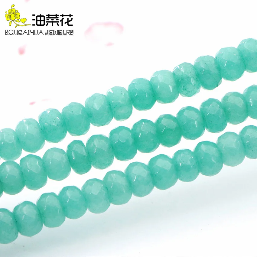 

Beautiful Charm 5X8mm Natural Gems Stone Amazons Jades Faceted Wheel Loose Beads Abacus Diy Manual Make Gifts for Girls 15inch