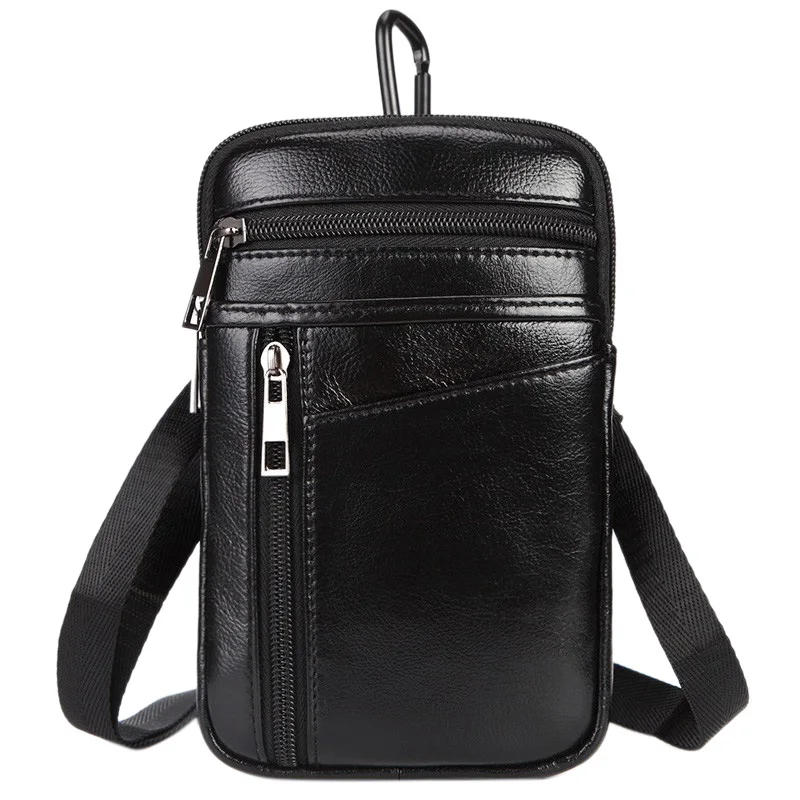 

MISFITS Men's Pocket Leather Hook Belt Buckle Shoulder Messenger Bag Small Satchel Mobile Phone Case