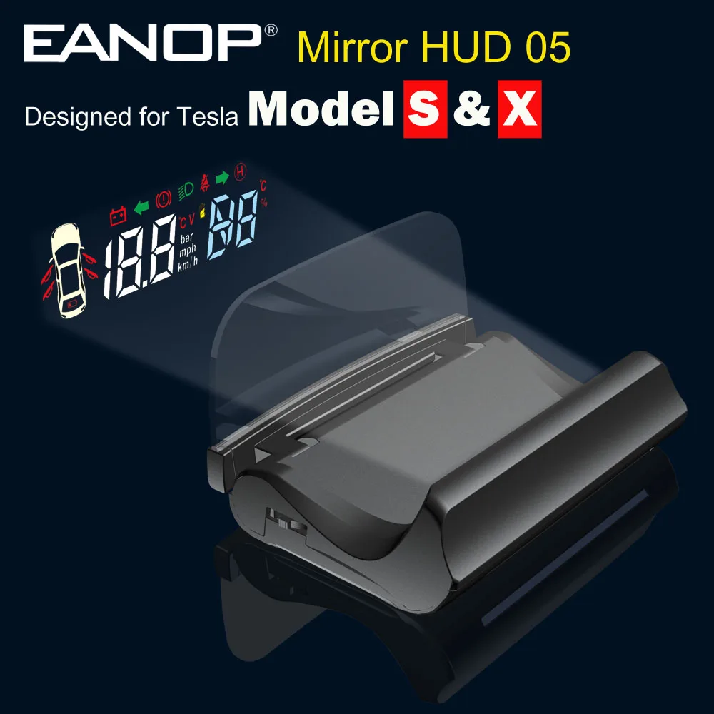 

EANOP HUD Head up display Speedometer Projection Alarm Turning gear Light Reminding for Tesla Model S ModelX car accessories