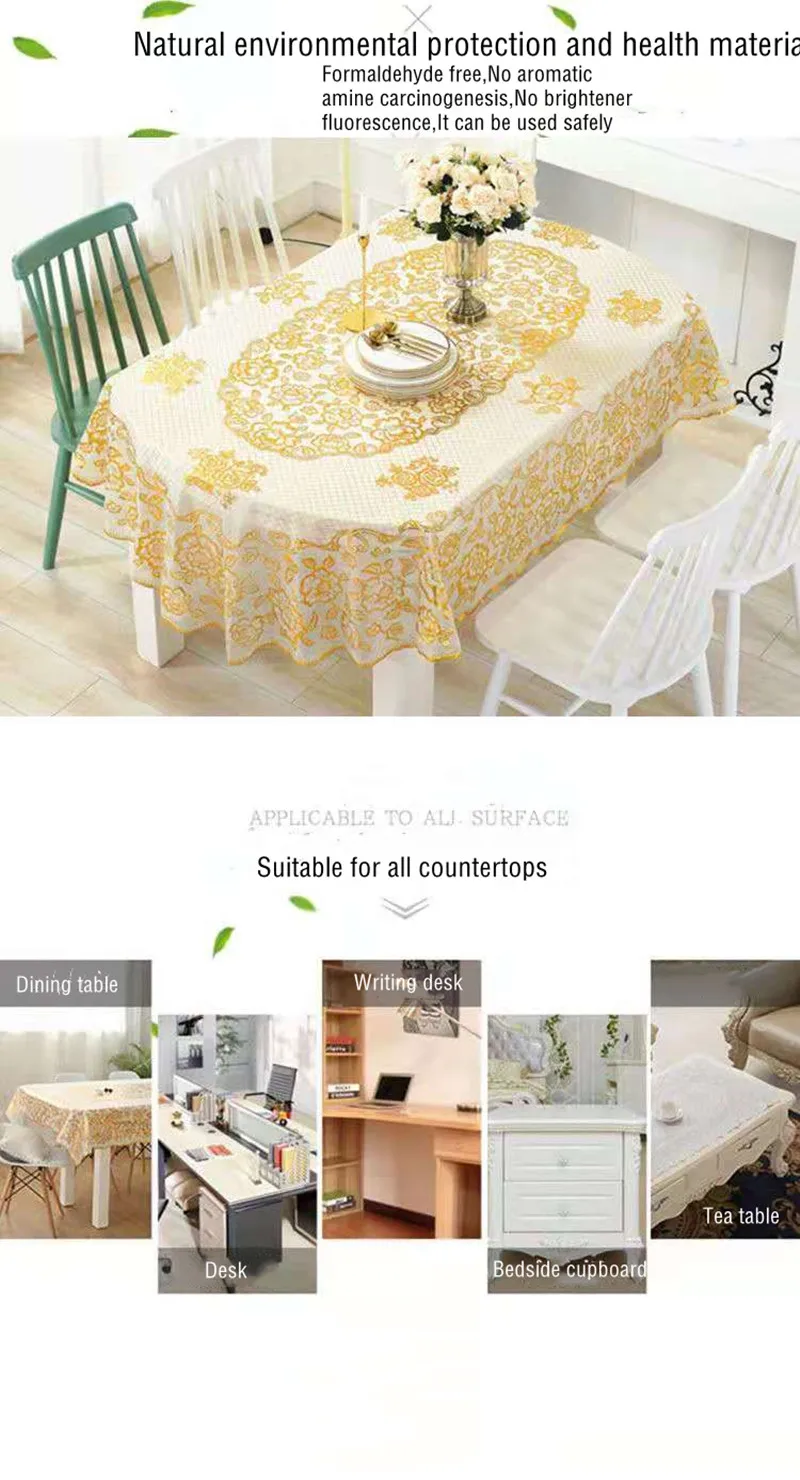 toalha de mesa oval impermeável pvc mesa redonda pano anti escaldante oilproof lavagem livre bordado decorativo capa