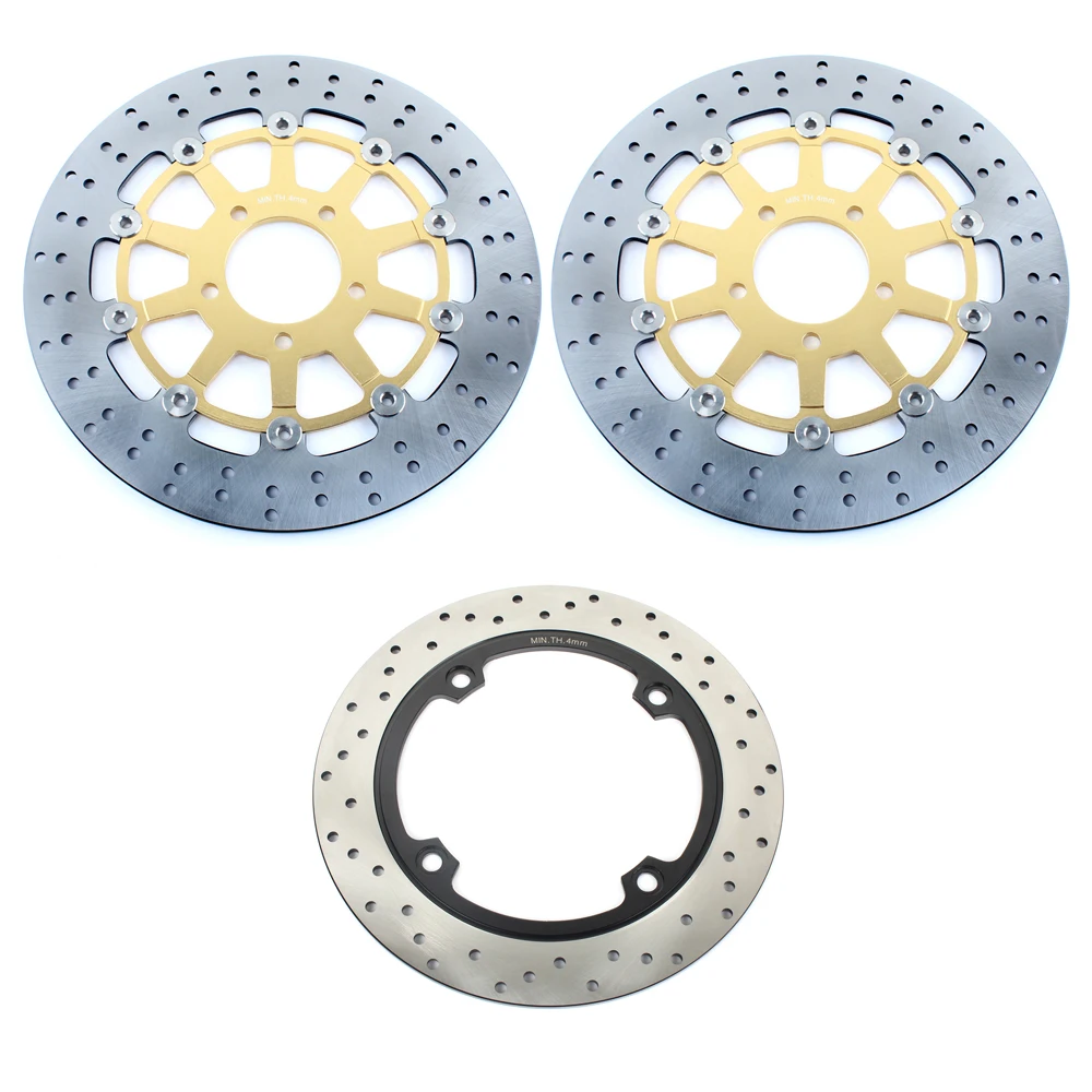 BIKINGBOY для Kawasaki KLV1000 KLV 1000 2004 2005 2006 2007 04 05 06 07 круглый полный комплект передние задние тормозные диски Диски роторы - Цвет: Gold