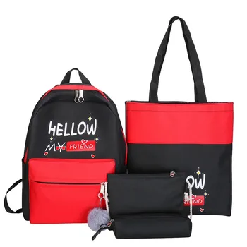 

#20 4Pcs/set Women School Backpacks Schoolbag For Teenagers Girls Student Book Bag Boys Satchel Bolsas Mochilas Sac A Dos