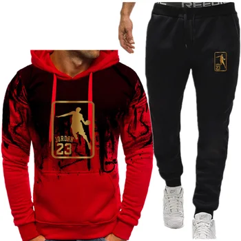 

brand Tracksuit Men 2 Pieces Sets Hooded Sweatshirts Autumn winter Men's Clothes Pullover Hoodies Pants Suit Ropa Hombre Plus