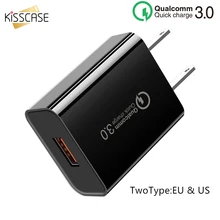 KISSCASE ЕС США Быстрая зарядка сетевой адаптер QC 3,0 18 Вт Зарядное устройство для сотового телефона iPhone samsung Xiaomi huawei USB быстрое зарядное устройство