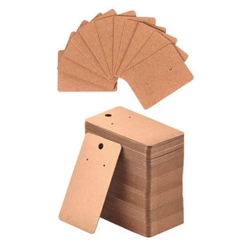 

200 Pcs Tag Card: 100Pcs Blank Earrings Ear Studs Tags Kraft Card Brown & 100Pcs 5 X 9Cm Jewelry Display Card Tag Card
