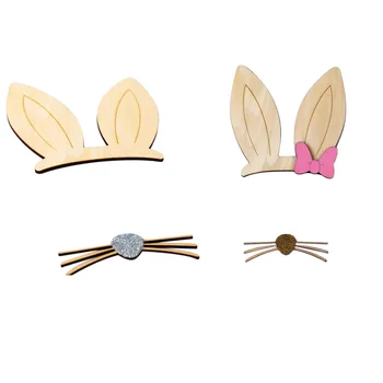 

Promotion! Wooden Wall Stickers Decor Ornaments Bunny Rabbit Ear Children Birthday Gifts Photography Props