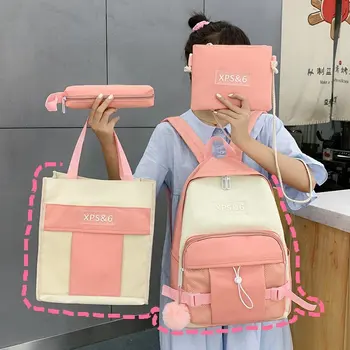 

4Pcs/set Women School Backpacks Schoolbag For Teenagers Girls Student Book Bag Boys Satchel Bolsas Mochilas Backpack Sac A