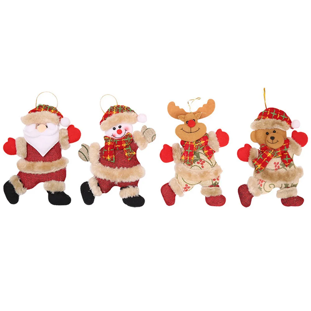 4 шт. рождественские Висячие подвесные украшения подарок Санта Клаус Снеговик Медведь Лось Дерево Игрушка Кукла висячие украшения - Цвет: Светло-серый