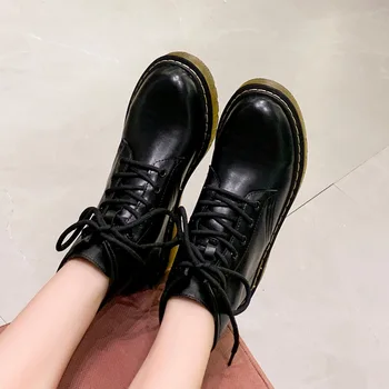 

Rock Shoes Woman Lace Up Boots Boots-women Luxury Designer Low Heels booties Round Toe Booties Ladies Elegant Autumn 2020