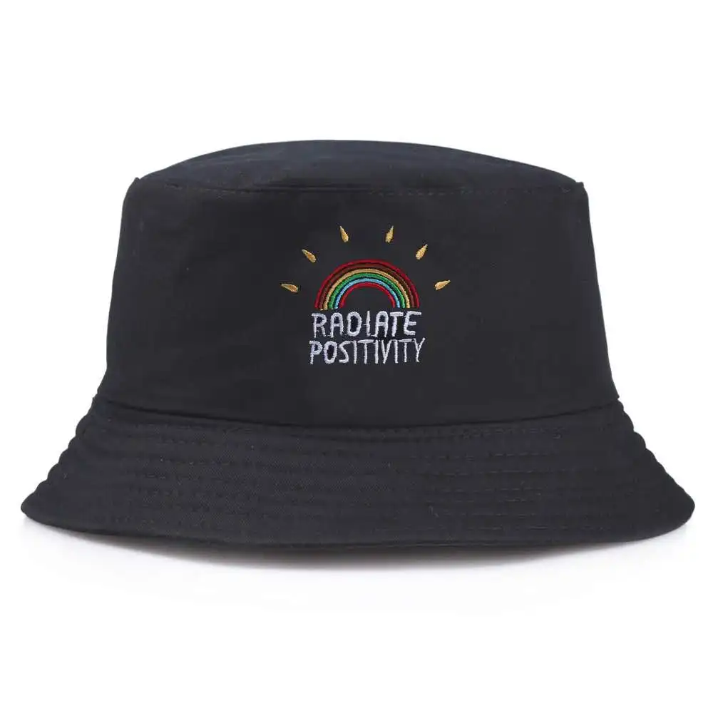 

Foldable Rainbow Embroidered Panama Bucket Hat Outdoor Sunscreen Fisherman's Hat sunshade Sun Hat Basin Hat Dropship Wholesale