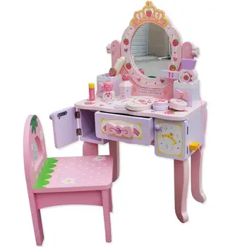 

Children's simulation wooden dressing table princess makeup table play house girl storage jewelry box toy birthday gift