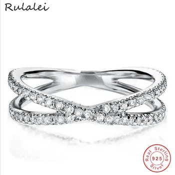 

Infinity Cross Ring Brand New Fashion Jewelry 925 Sterling Silver Pave White AAA CZ Eternity Women Wedding Bridal Ring Gift