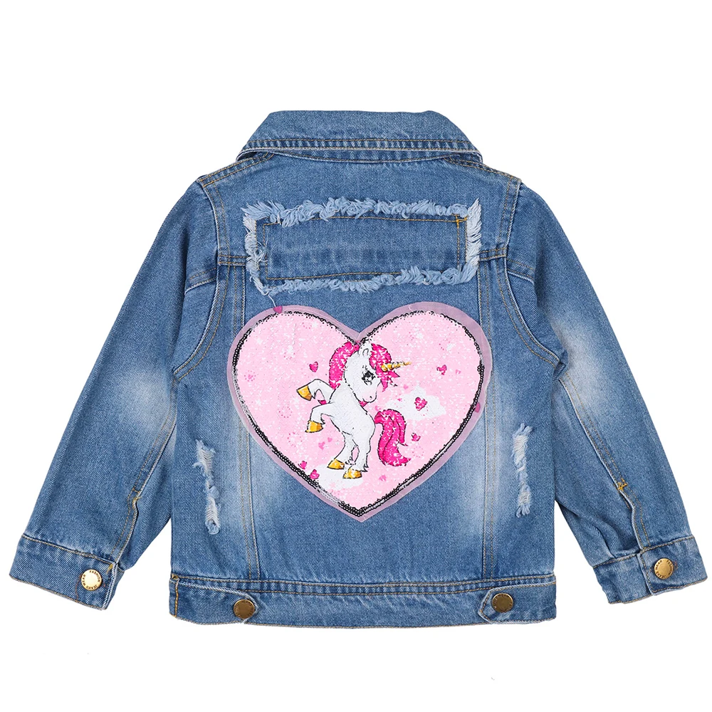 

Unicorn Denim Jackets Toddler Girls Spring Autumn Long Sleeve Clothing Children Kids Jeans Denim Coat Outerwear Christmas Jacket