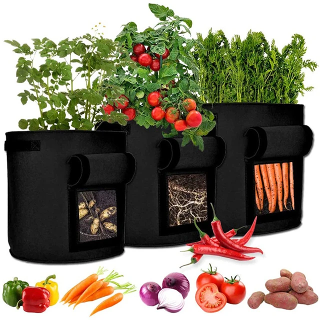 3 Size Felt Plant Grow Bags Nonwoven Fabric Garden Potato Pot Greenhouse  Vegetable Growing Bags Moisturizing Vertical Tools - Grow Bags - AliExpress