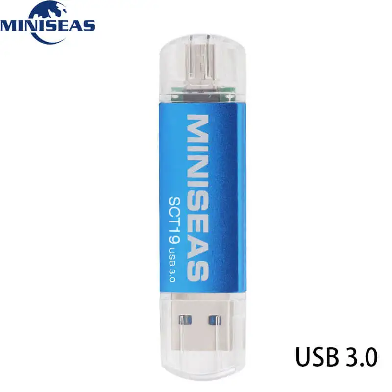 Usb 3,0 Miniseas OTG USB флеш-накопитель для смартфонов/планшетов/ПК 8 ГБ 16 ГБ 32 ГБ 64 Гб 128 ГБ флеш-накопитель высокоскоростной флеш-накопитель - Цвет: Blue