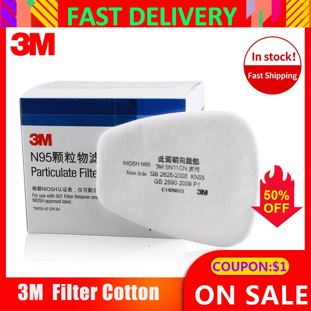 

3M 5N11 10PCS Filter Cotton Particulate Filter for Gas Mask Respirator Use for 501 filter cover 6000 Series Filter Cartridges