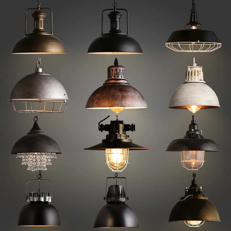 Retro Industrial Style Creative Hotel Restaurant Single-Head Bar Chandelier Iron Spray Paint Chandelier