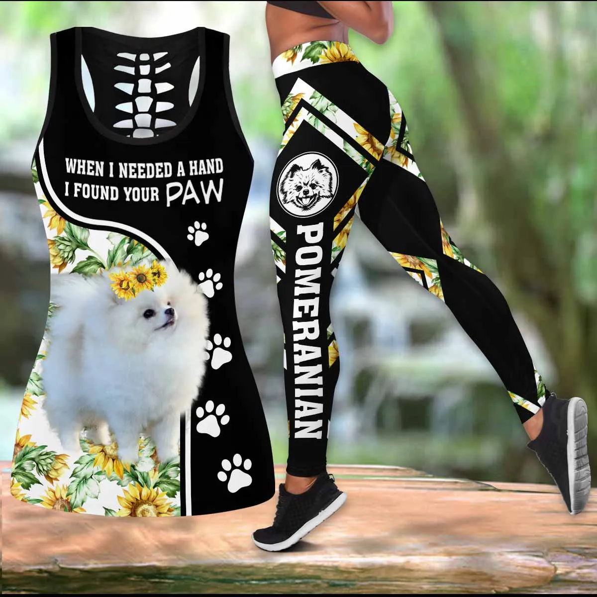 

Pomeranian Sunflowers Paw 3D Hollow Tanktop Women Sexy Vest Girls Kawaii Tank tops 90s Aesthetic Clothes ropa mujer Drop ship