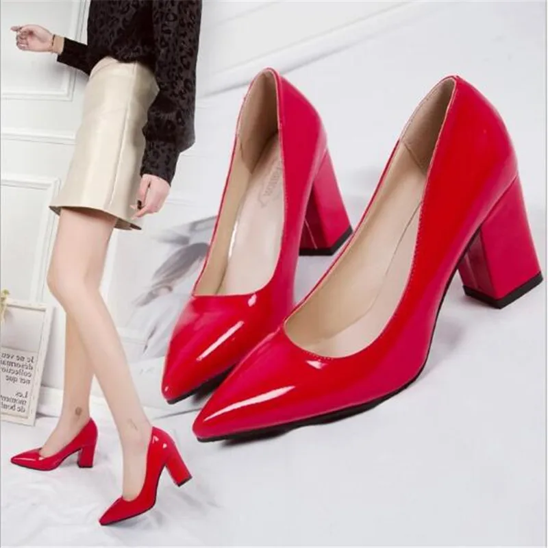 

2019 Women's High Heels Sexy Bride Party mid Heel Pointed toe Shallow mouth High Heel Shoes Women shoes big size 35-43