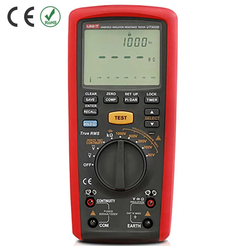 Ручной тестер сопротивления изоляции UNI T UT505B 50 В/100 в/250 В/500 В/1000 в|uni-t insulation tester|tester