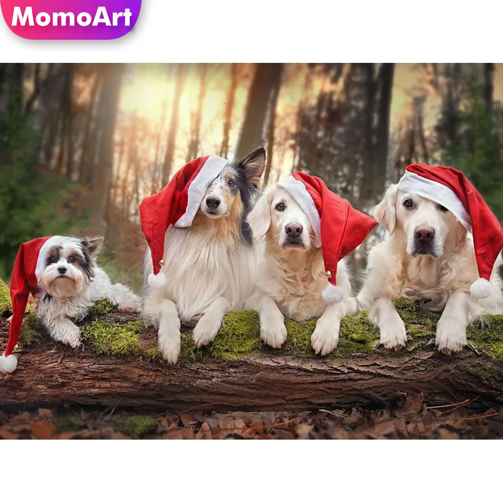

MomoArt 5D Diamond Painting Dog Animal Full Drill Square Rhinestone DIY Diamond Embroidery Cross Stitch Home Decoration
