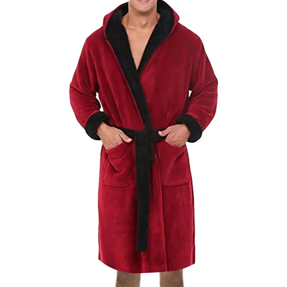 Мужской халат, пижама, зимняя удлиненная плюшевая шаль, халаты, домашняя одежда размера плюс, халат с длинными рукавами, пеньюар мужской