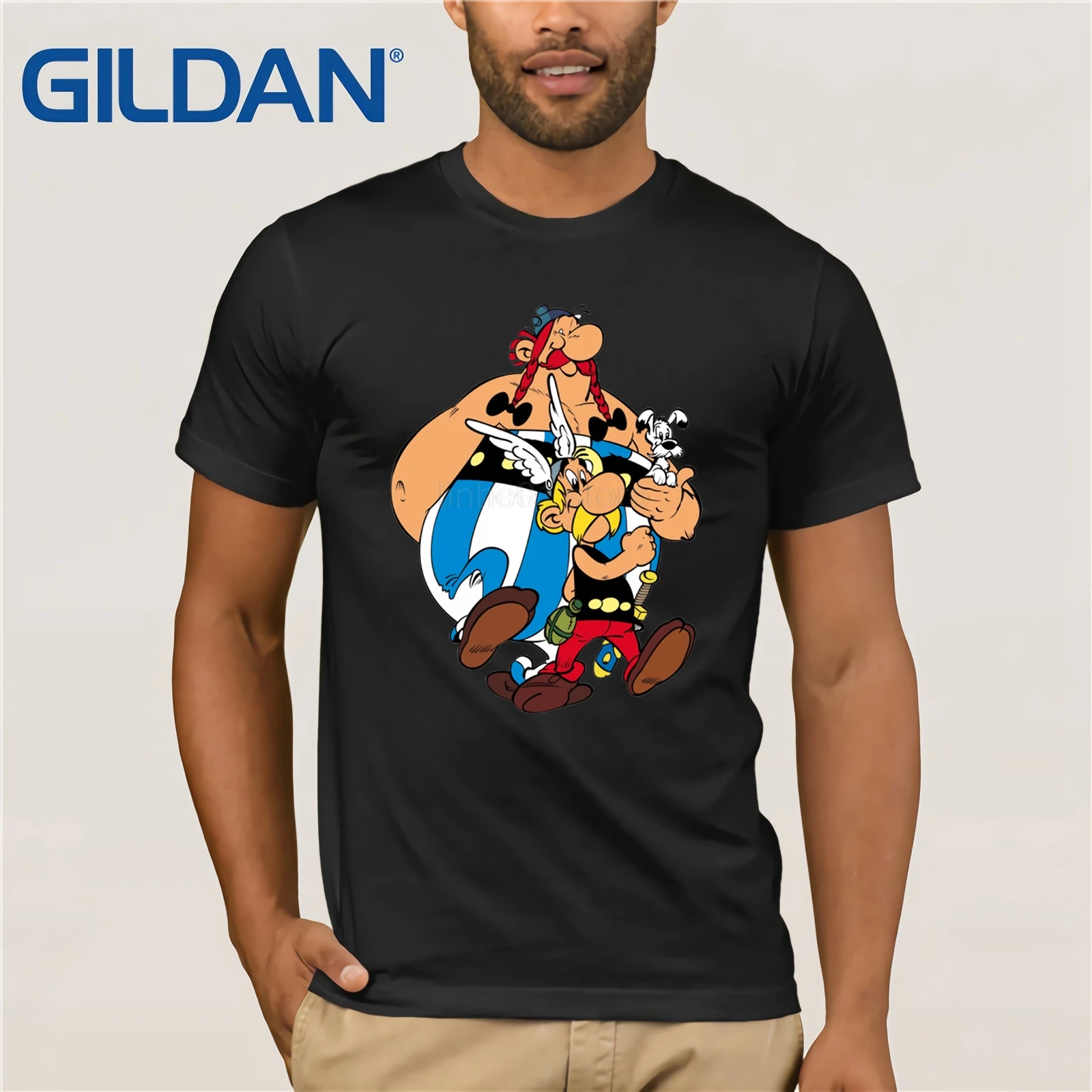 Футболка мужская с 3D-принтом удобная повседневная рубашка Asterix &amp Obelix большим