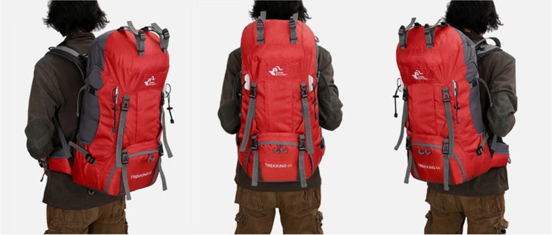 Acampamento ao ar Mochila com Capa de Chuva à Prova Água para Montanhismo Bolsa de Esportes Livre Dwaterproof Caminhadas Mochilas Molle Escalada 60l 19 capa de chuva à prova dwaterproof água