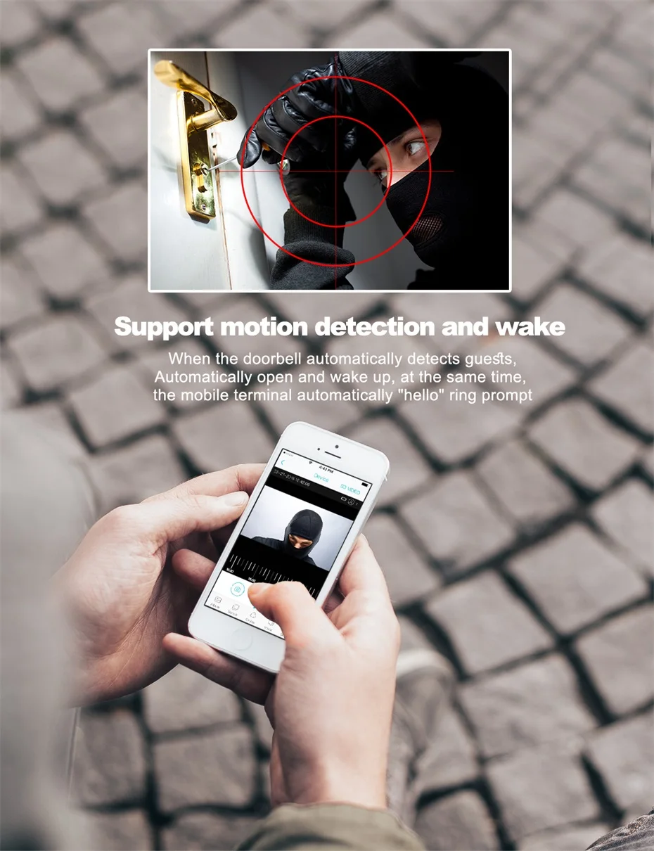 Wifi дверной звонок, умная IP камера, домофон, видео телефон, открытый 720 P, беспроводная безопасность, семейная домофон, ИК-сигнализация, ночное видение