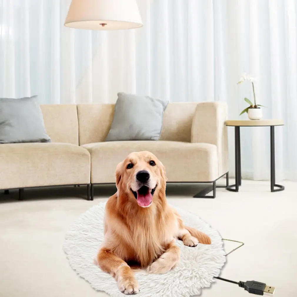 Plush Pet Heating Cushion Usb Charing Household 40cm Solid Color Pad Cat Dog Soft Comfortable Suitable Temperature