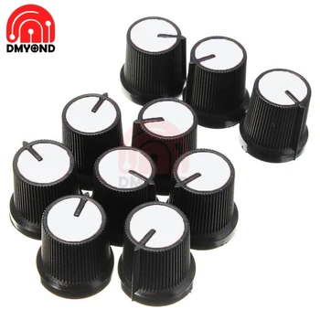 

10pcs Knob White Face Plastic For WH148 Rotary Taper Potentiometer Hole Volume Control Controller Black CAPS RK097G 6mm