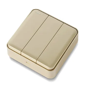 

Switch gold socket panel switch wall three single control fluorescent bright installation