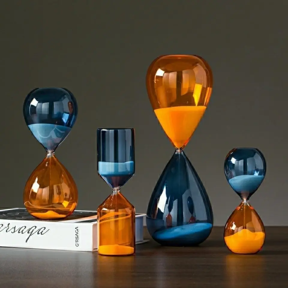 Two-color Hourglass Timer Home Decor Desk Living Room Decoration Kitchen Tools Glass Crafts Gifts Sand Timer 5/15/30/60 Min sand timer,liquid hourglass timer,colored hourglass