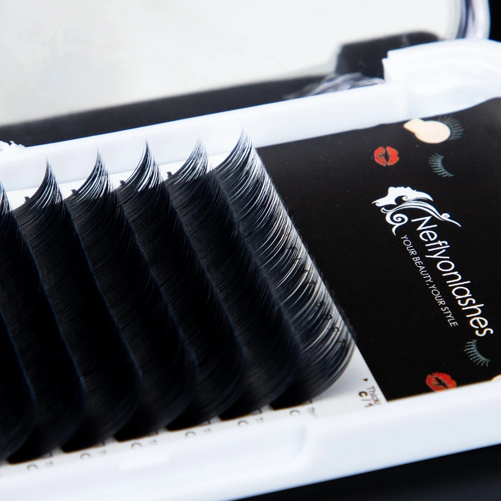 Neflyonlashes накладные ресницы для наращивания, Индивидуальные ресницы в виде плоского эллипса, ресницы для наращивания, русский объем, натуральные ресницы, накладные норковые ресницы