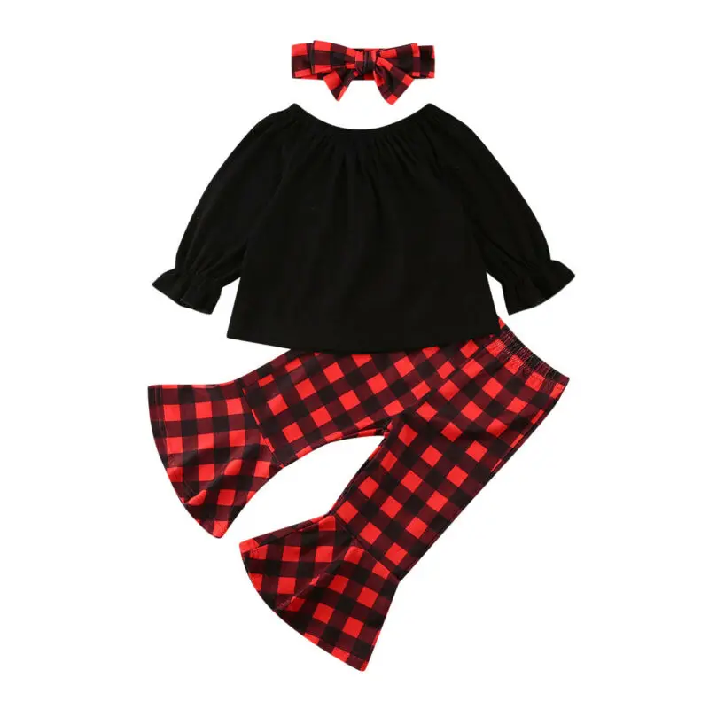 Рождественские комплекты одежды для маленьких девочек рождественские топы из 3