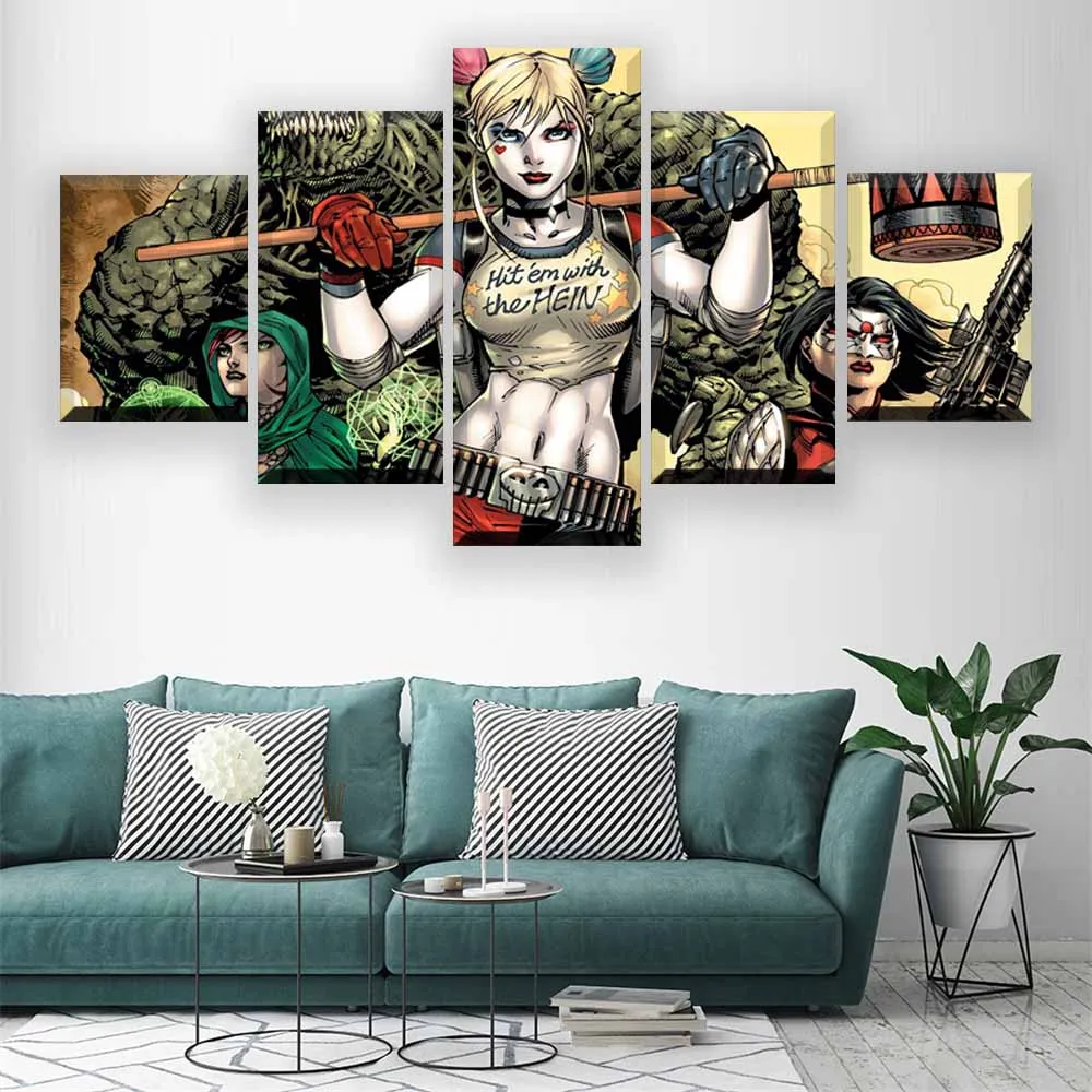 5-Panel-Suicide-Squad-Harley-Quinn-Wall-Art-Oil-Painting-Canvas-Print-Movie-Poster-Modular-Wall-Picture-For-Living-Room-Frame (3)