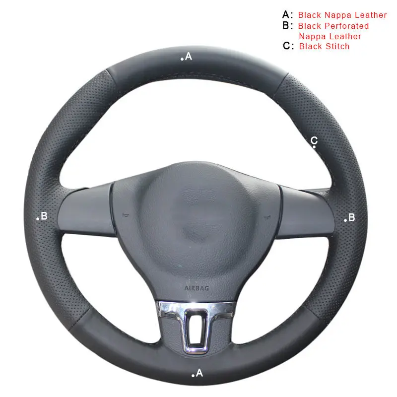 Top Layer Leather Авто оплетка на руле Крышка для Volkswagen VW Tiguan Lavida Passat B7 Jetta Mk6 DIY автомобильные Чехлы аксессуары для интерьера - Название цвета: Top Layer Leather