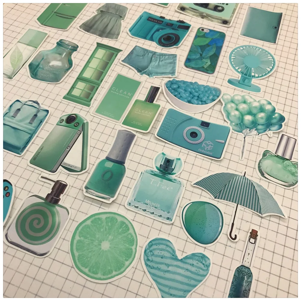 30Pcs/Bag Vintage Mint Green Cool Summer Sticker DIY Craft Scrapbooking Album Junk Journal Planner Decorative Stickers