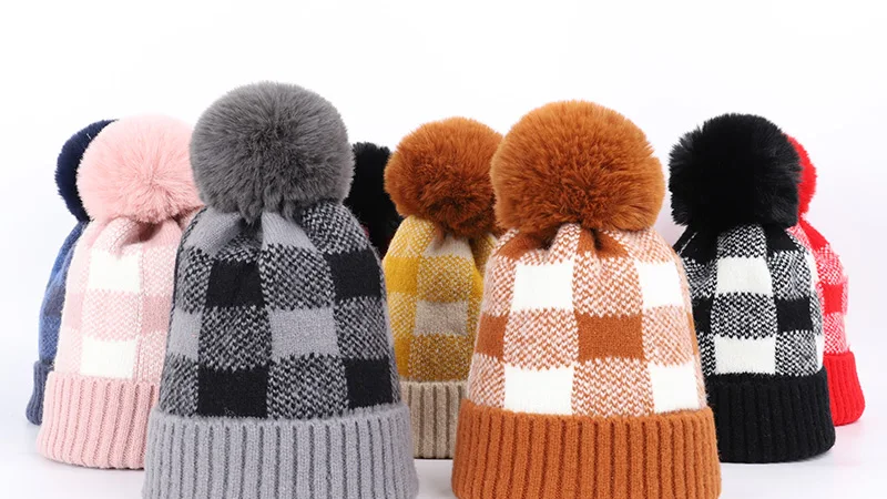 Женская шапка, уличная помпоновая шапочка, skullies, зимние женские шапки, утолщенная Кепка, мягкая шапка, вязаная шапочка, помпон с защелкой, искусственный мех