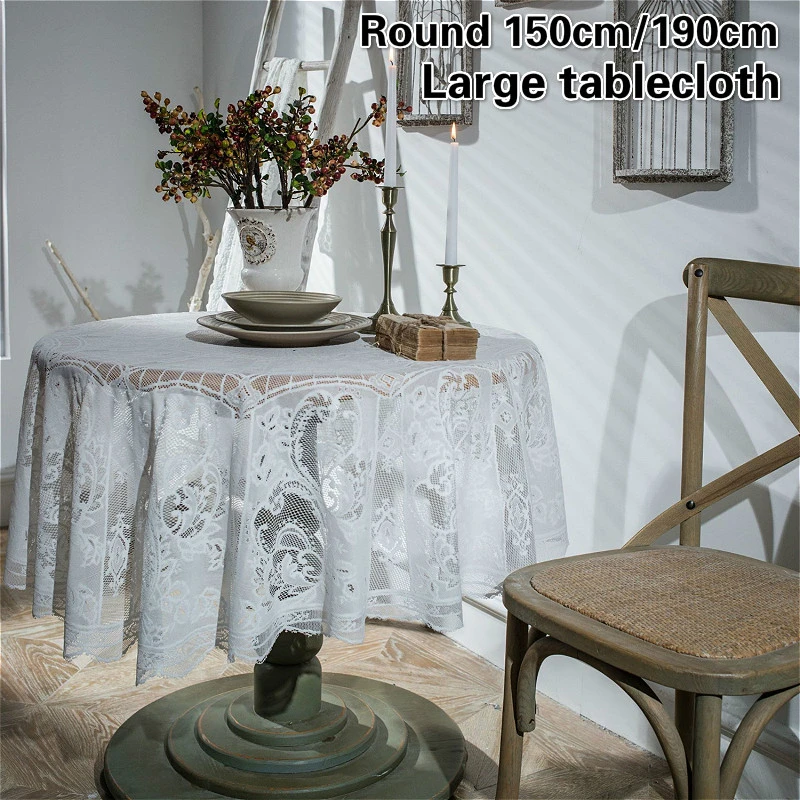 

Modern Simple Lace Embroidered Leaf Pattern Large Tablecloth Dining Restaurant Round Table Cloth Banquet Party Decoration Tapete