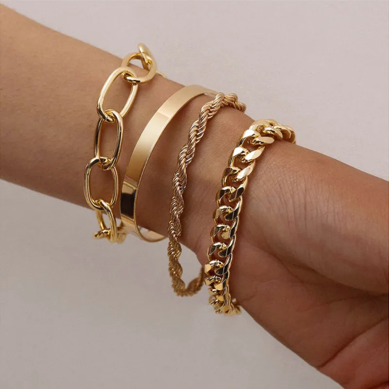 Pulsera de cuentas de perlas de oro de Nuevos Bohemios para niña y mujer, pulsera multicapa con cadenas, joyería Punk, abalorios de mujer de tendencia 2021