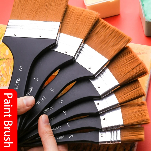 Wide Wooden Handle Paint Brush Wall Painting Tool For Acrylic Oil Painting  School Art Supplies Paint Brush - AliExpress