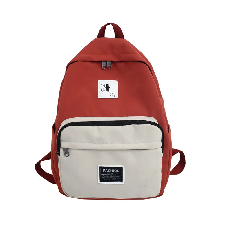 

Bagpack Waterproof Contrast Color High Quality Fabric Stitching Fashion Age-reducing Student Bag Travel Essential