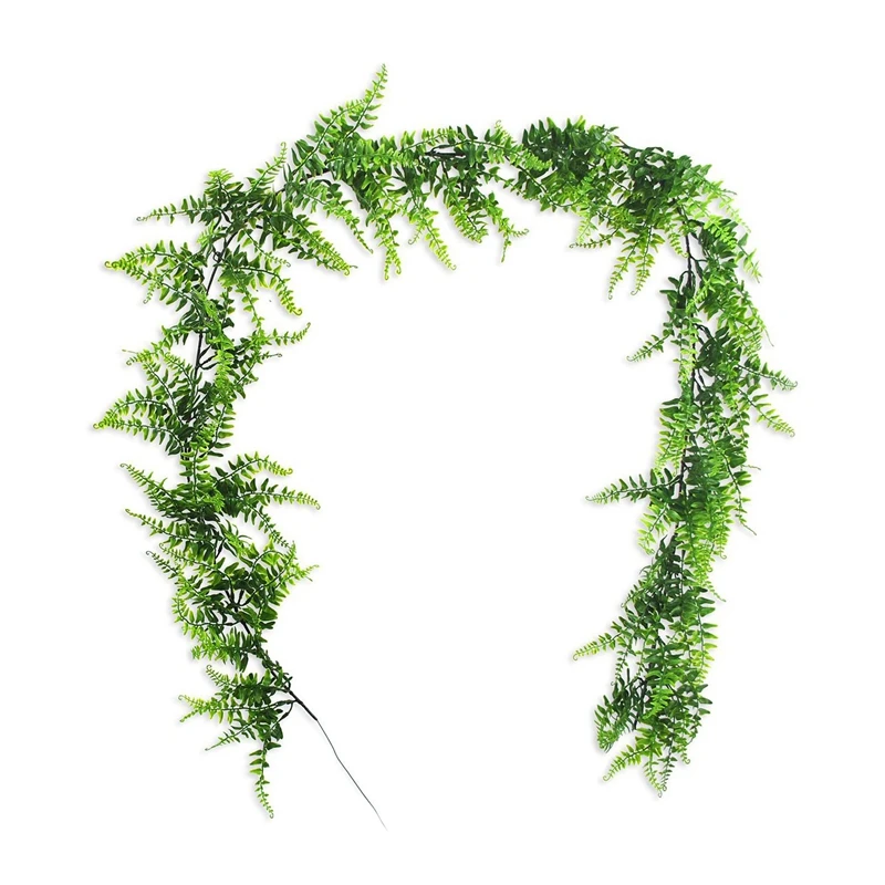 

6.2 Ft Artificial Plants Vines Boston Ferns Persian Greenery Rattan Fake Faux Hanging Fern Vine Plants for Wall Indoor Outdoor B