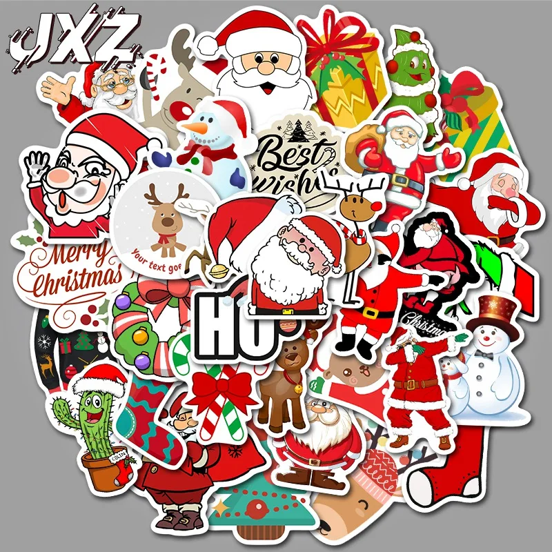 

50Pcs/pack Christmas Trees Stickers Kawaii Deer Stickers Cute Decor Stickers for Scrapbooking Luggage Laptop Waterproof Decals
