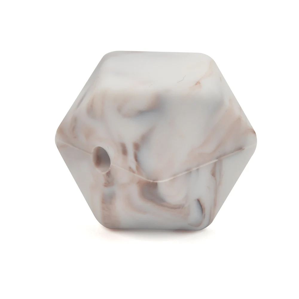 brown marble 50 шт./лот 14 мм шестигранные мини-бусины меньшего размера прорезиненное Силиконовое ожерелье для прорезывания зубов, прорезывания зубов, Детские Прорезыватели BPA безопасные шарики - Цвет: brown marble
