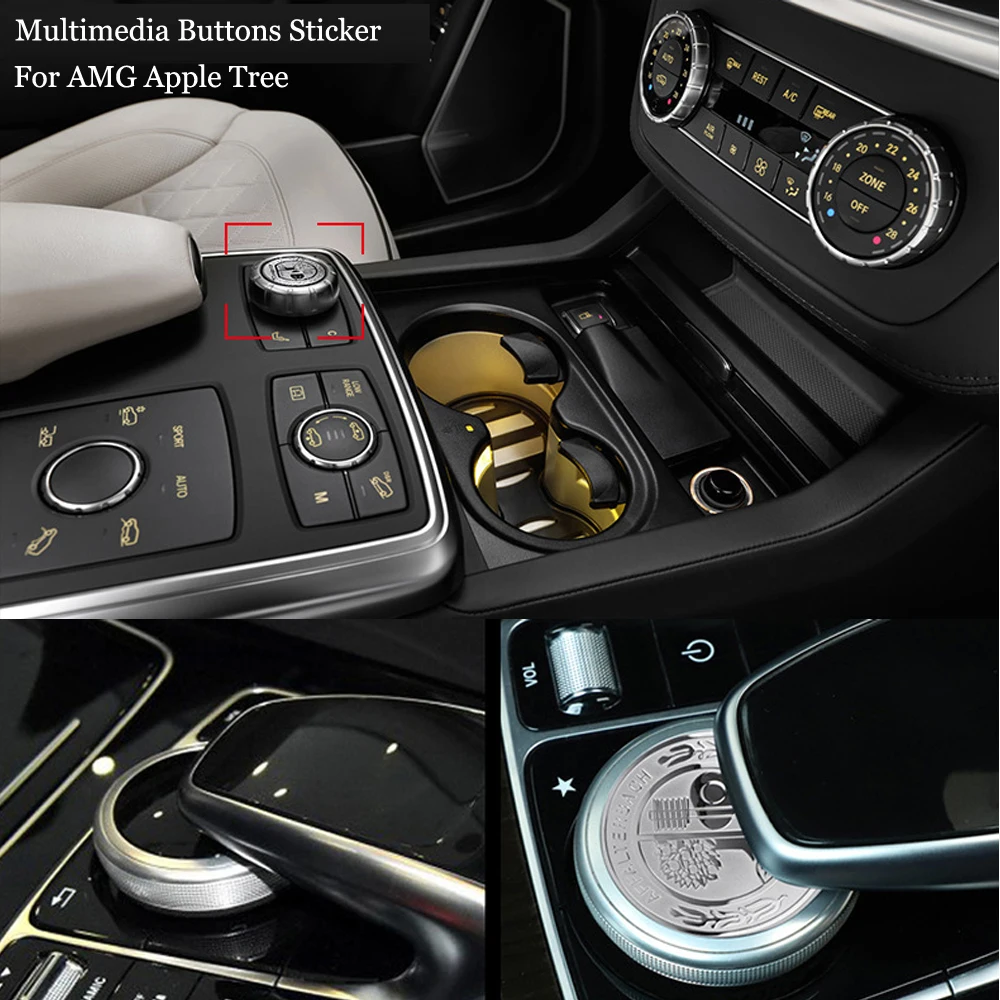 

Car Center Console Knob Sticker Multimedia Buttons Sticker for Apple Tree AMG Mercedes W212 GLE GLC CLS Mercedes Accessories