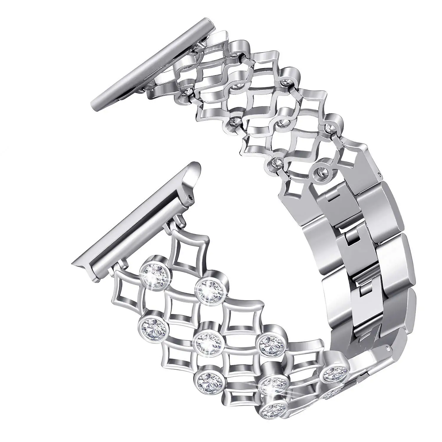 silver Joyozy женский браслет из нержавеющей стали для apple watch band 38 мм/40 мм/42 мм/44 мм Алмазный сменный ремешок для apple watch 4/3/2/ - Цвет ремешка: silver