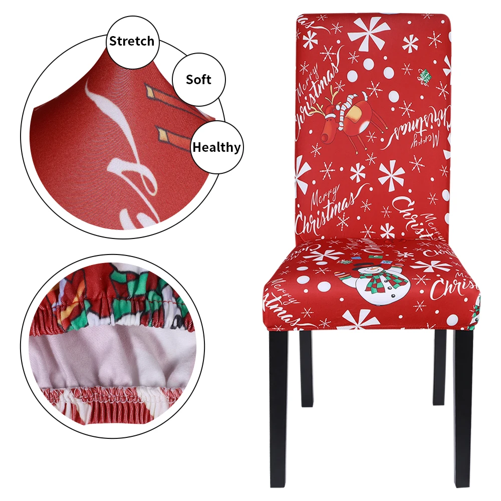 

Christmas Printing Chair Cover Stretch -dirty Elastic Polyester Seat Cover For Wedding Xmas Banquet Restaura